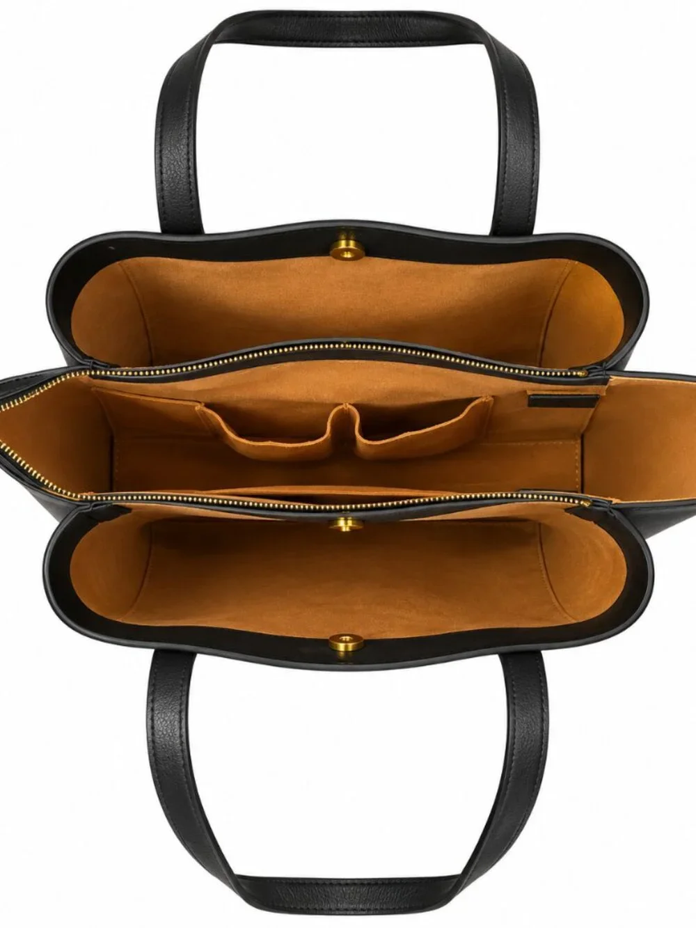 Classic Freya work tote in black with a beautiful Tan Interior Gold Hardware